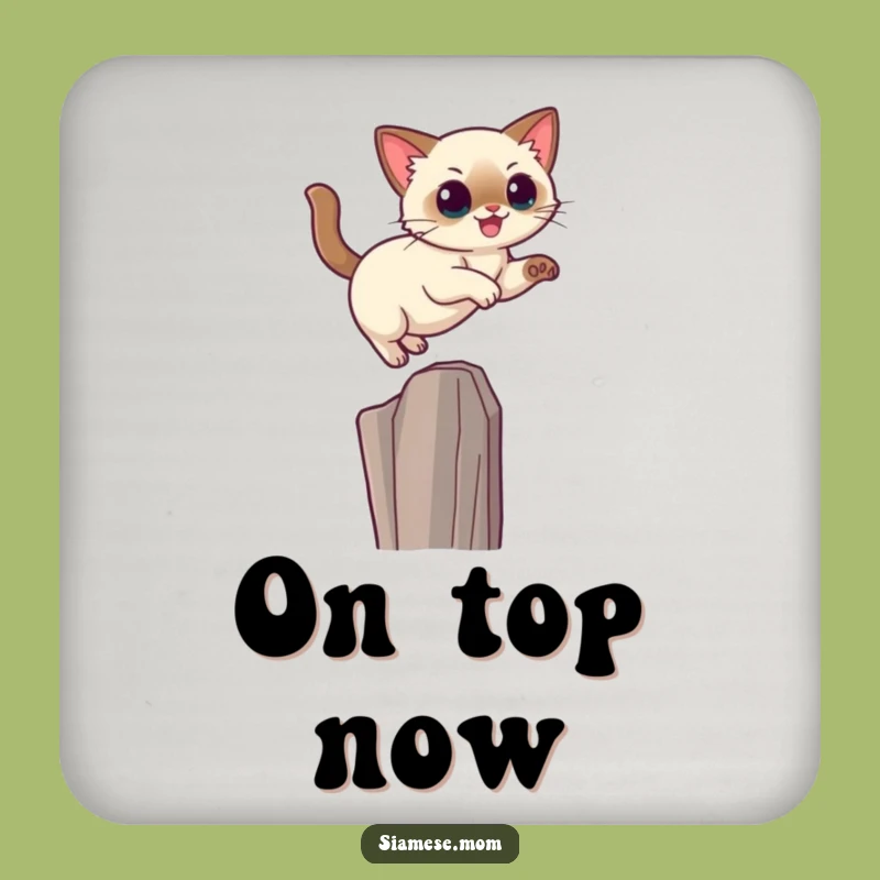 Funny Kawaii Siamese Cat Coaster Set: Graceful Leaper Protection - Gift