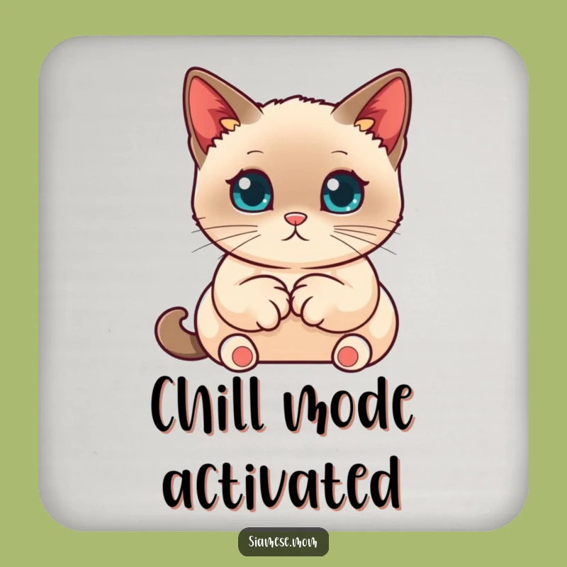 Funny Siamese Cat Coasters - Kawaii Neat Paws - Protect Surfaces Funny Gift