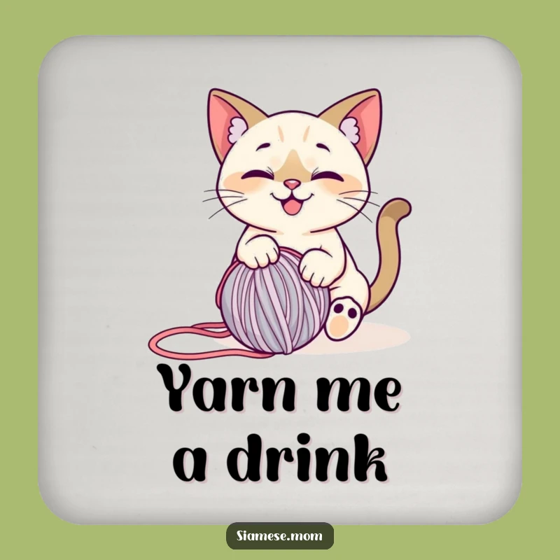 Funny Siamese Cat Coasters: Protect Surfaces with Yarn Fun - Set of 4!