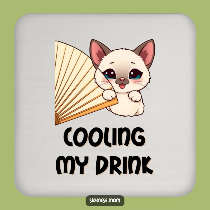 Funny Siamese Cat Fan Coaster Set: Protect Surfaces with Playful Charm