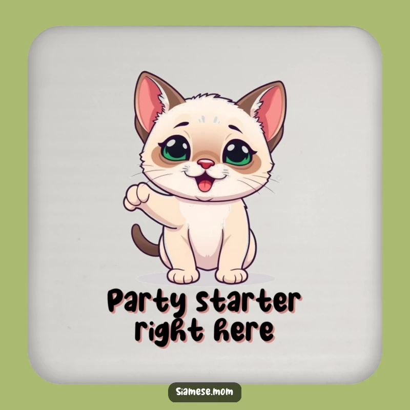 Funny Siamese Kitten Coaster - Playful Energetic Protection, Gift Set!