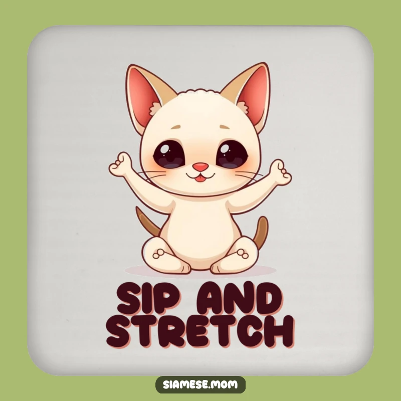 Funny Yoga Cat Coaster: Kawaii Siamese Pose for Table Protection Gift