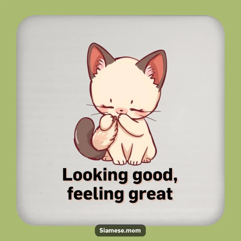 Funny Siamese Kitten Coaster - Fluffy Tail Protection, Gift Set!