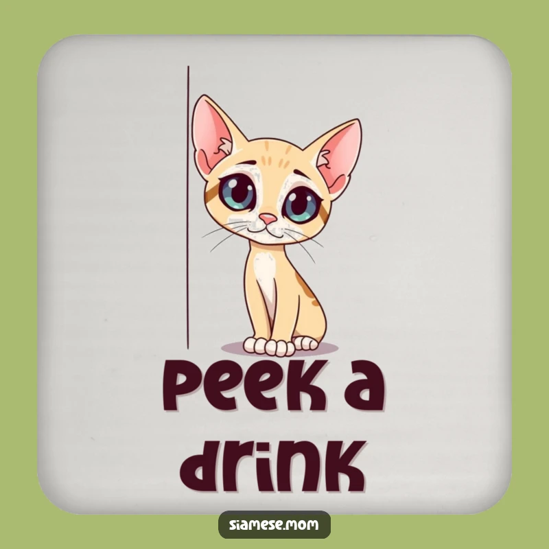 Funny Curious Cat Coasters: Peeking Around Corner - Protect Surfaces Gift