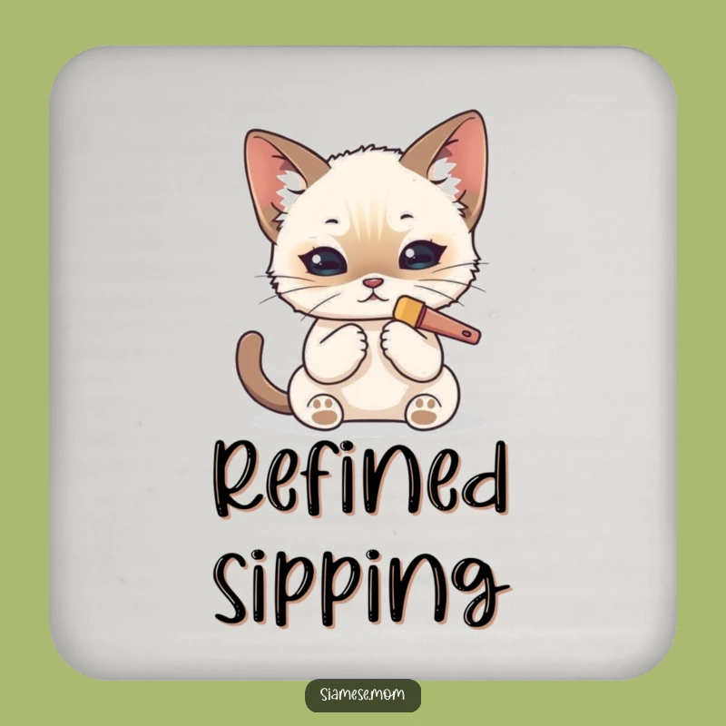 Funny Kawaii Siamese Cat Coaster Set: Pristine Surface Protection - Gift