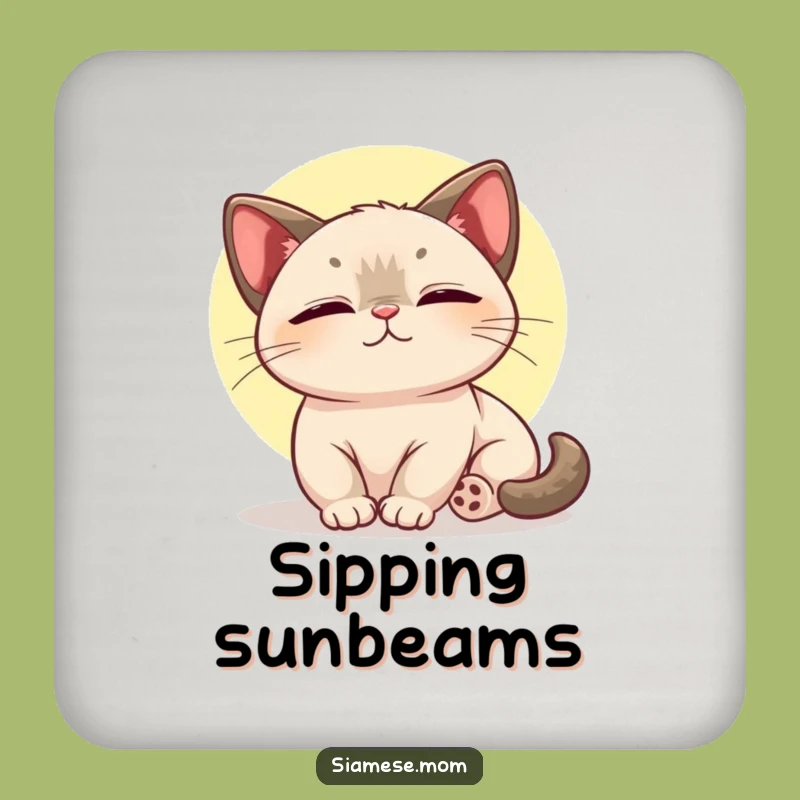 Kawaii Siamese Cat Coasters - Sunbeam Protection, Cute and Funny Set for Cat Fans