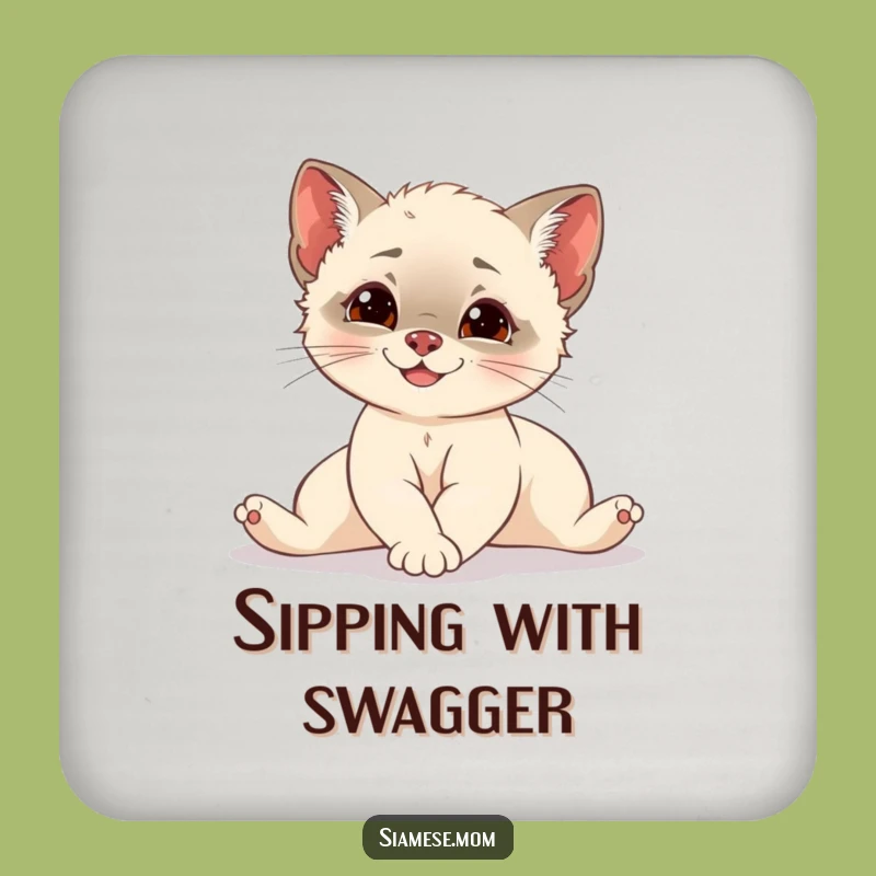 Funny Siamese Cub Drink Coaster: Elegant Stretch Table Protector