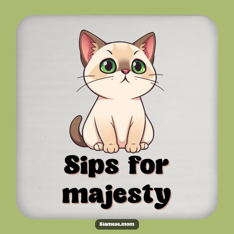 Funny Regal Cat Coaster: Kawaii Siamese Ruler for Table Protection Gift