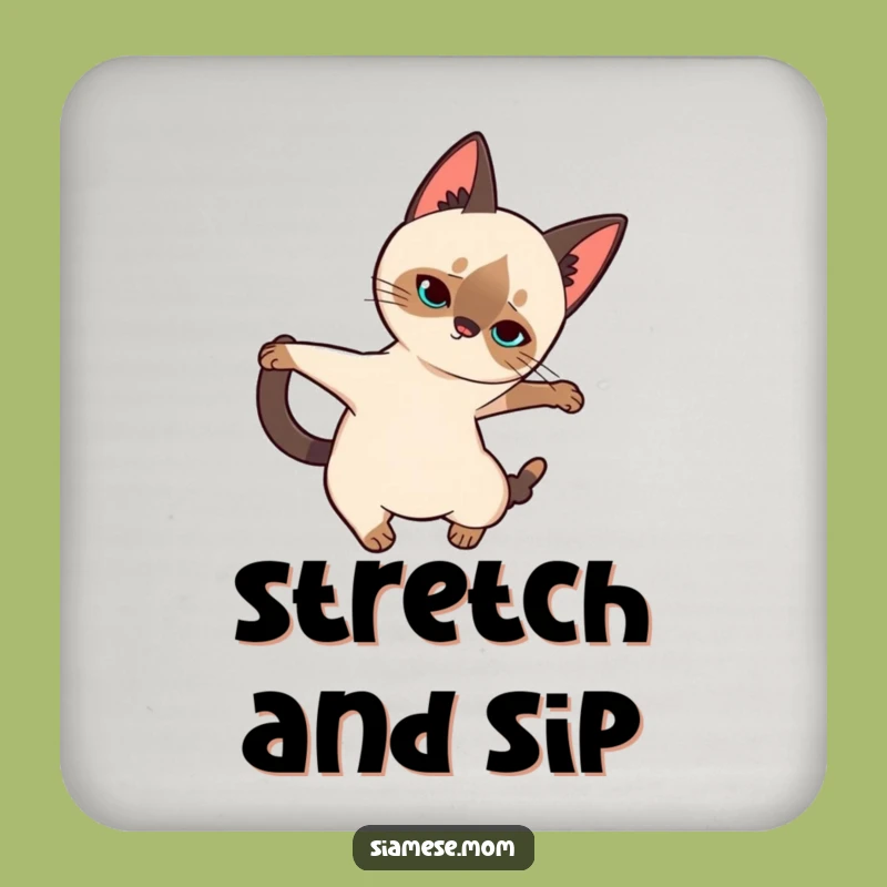 Funny Siamese Cat Coaster Set: Elegant Protection with Feline Humor