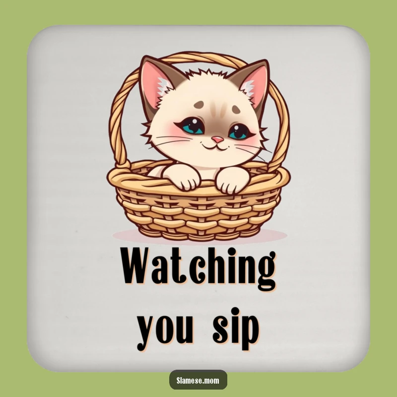 Funny Siamese Cat Coasters Set - Kawaii Cat Peeking - Protect Surfaces Funny Gift