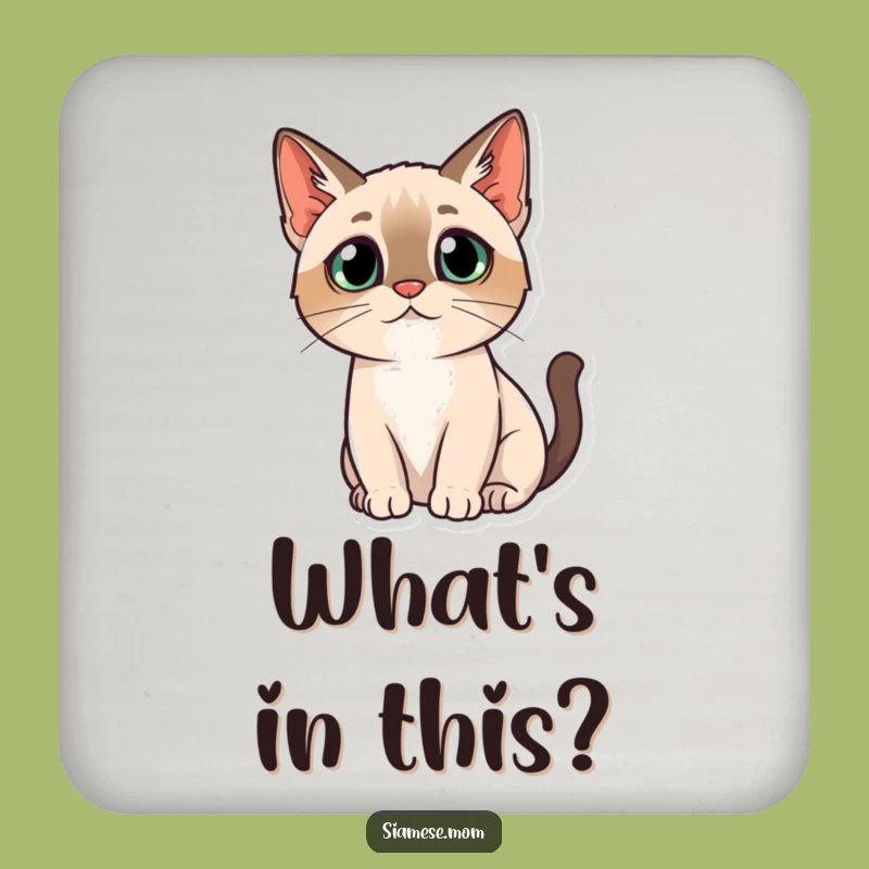Kawaii Siamese Cat Coasters - Curious Protection, Cute and Funny Set for Cat Fans