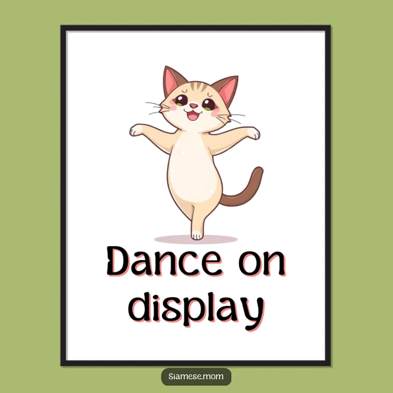 Funny Siamese Cat Pirouette Poster: Joyful Ballet & Cute Wall Art