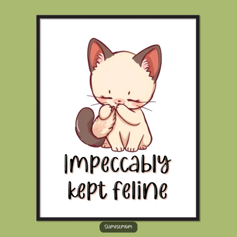 Funny Siamese Kitten Art Print - Fluffy Tail Decor, Gift Idea!