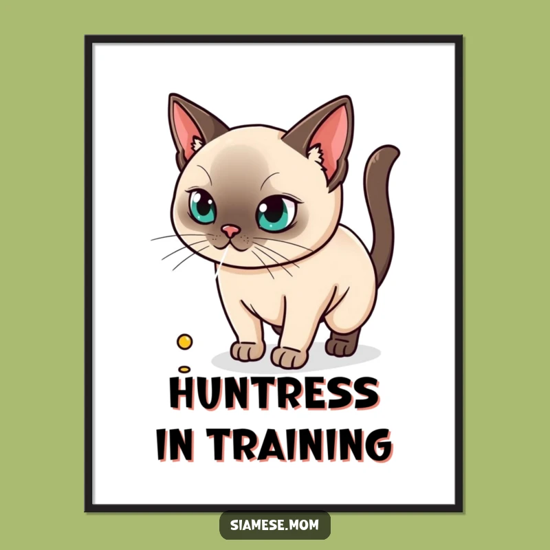 Kawaii Siamese Cat Poster - Laser Focus Art, Funny and Dynamic Wall Decor
