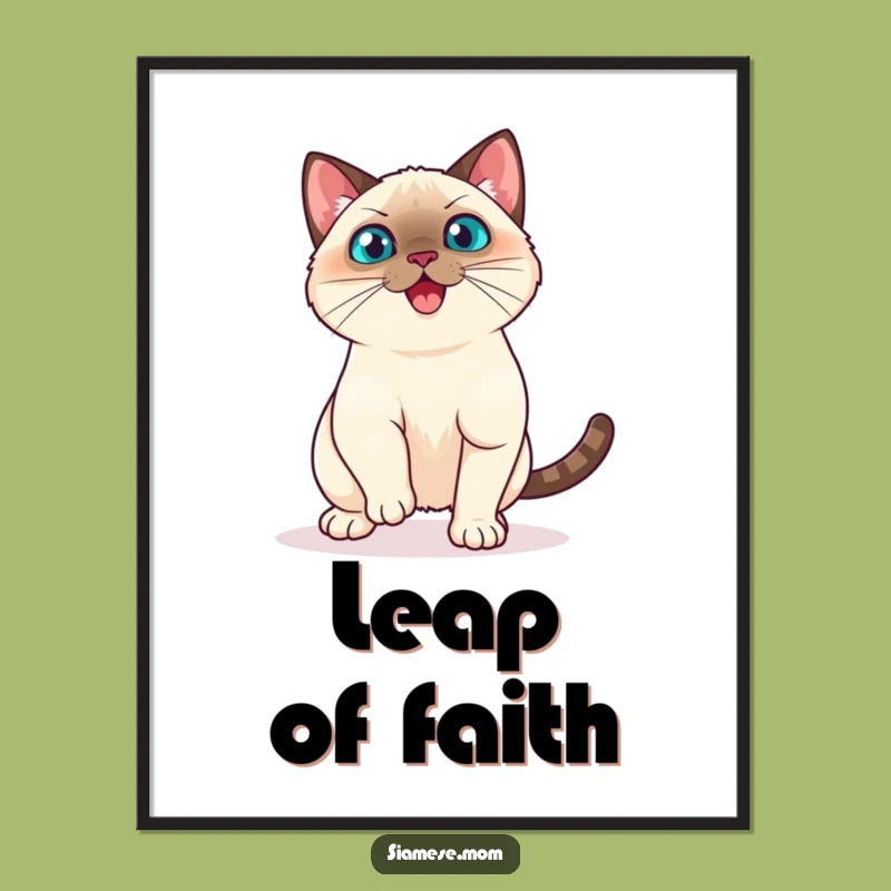 Funny Kawaii Siamese Cat Poster - Playful Pounce Wall Art for Humorous Homes