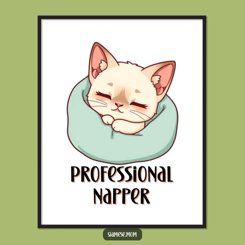 Funny Kawaii Siamese Cat Poster - Cozy Blanket Purr Wall Art for Humorous Homes