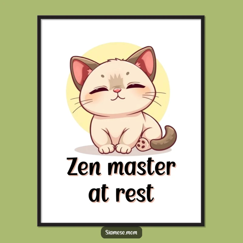 Kawaii Siamese Cat Poster - Blissful Vibes, Cute and Funny Wall Art for Cat Fans