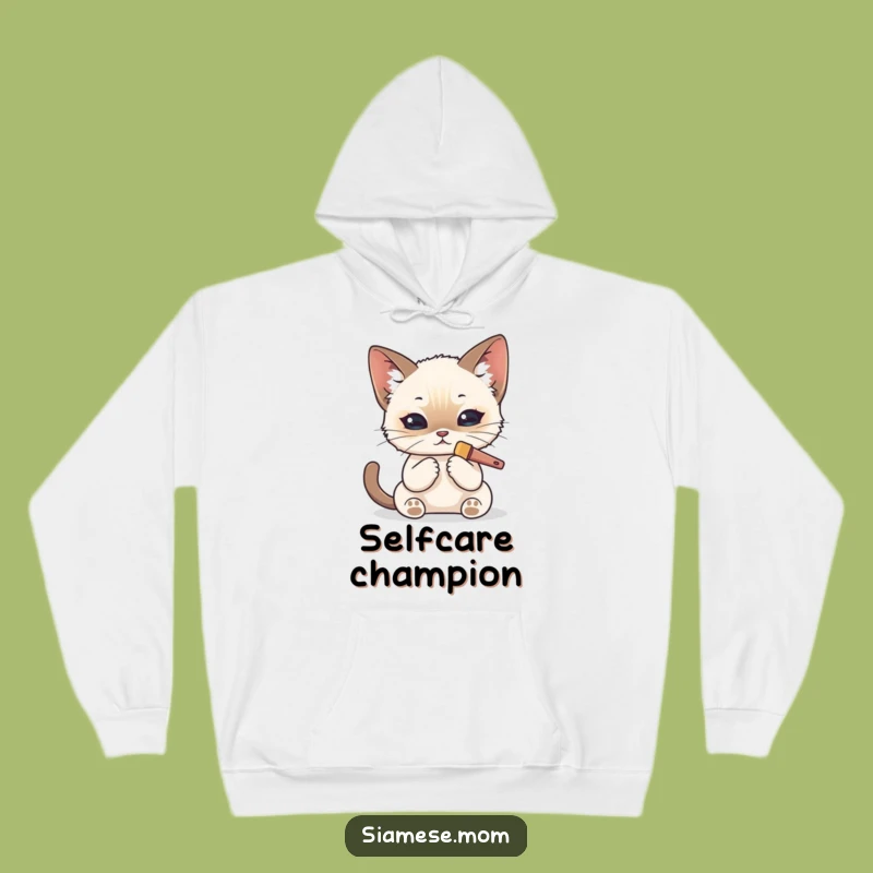 Cozy Funny Kawaii Siamese Cat Hoodie: Pampered Kitty Comfort - Warm Gift