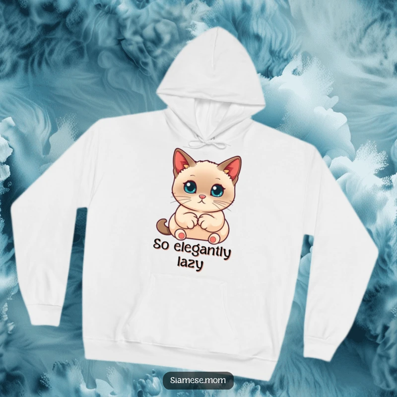 Funny Siamese Cat Hoodie, kawaii cat with paws tucked neatly, cozy and serene funny gift for lounging.