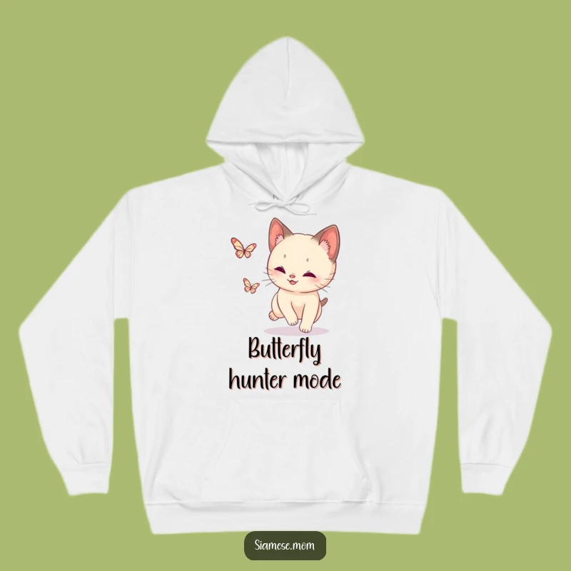 Funny Siamese Cat Butterfly Hoodie: Cozy & Captivating - Perfect Funny Gift!