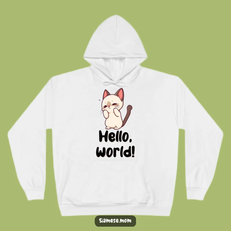 Funny Kawaii Siamese Cat Hoodie - Cozy Playful Greeting Sweatshirt