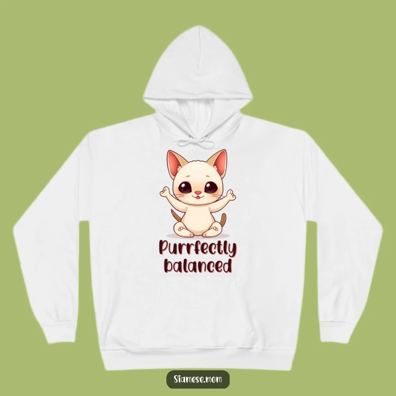 Cozy Funny Yoga Cat Hoodie: Kawaii Siamese Pose for Relaxing Gift