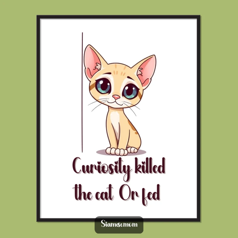 Free Printable Wall Art: Curious Cat Peeking, Funny Whimsical Decor