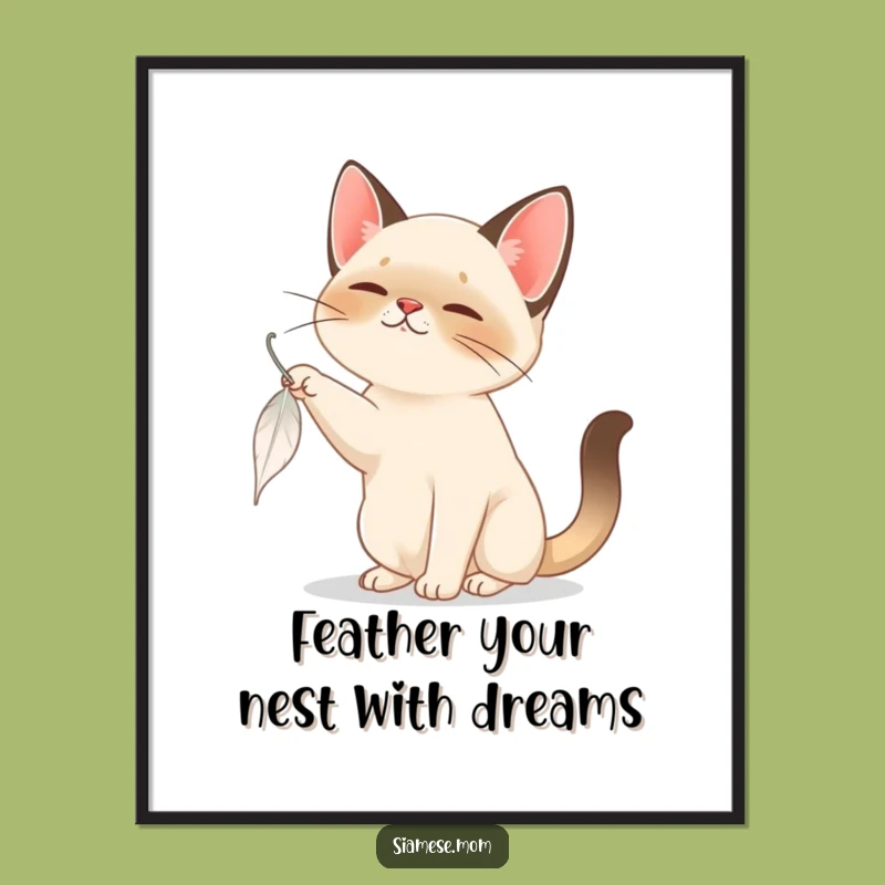 Free Printable Siamese Cat Feather Wall Art: Playful Downloadable Decor