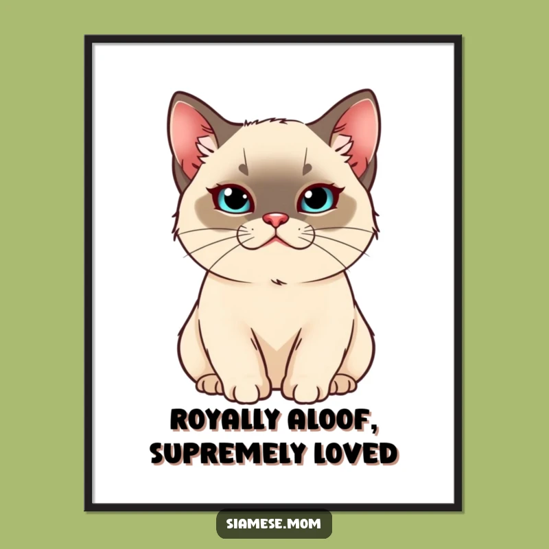 Free Printable Kawaii Siamese Cat Wall Art: Smug Pampered Downloadable Decor