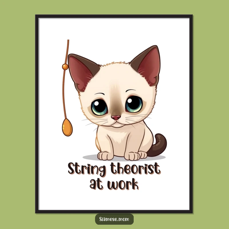 Free Printable Siamese Cat Wall Art: Curious Kitty String Play Downloadable Decor