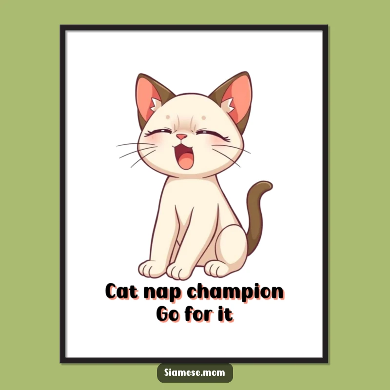 Free Printable Siamese Cat Yawn Wall Art - Cute Funny Downloadable Home Decor
