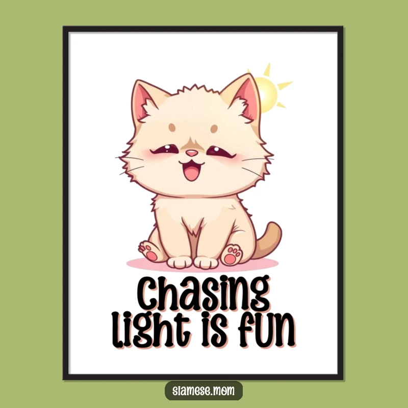 Free Printable Wall Art: Playful Kitty Sunbeam Chase - Funny Downloadable Decor