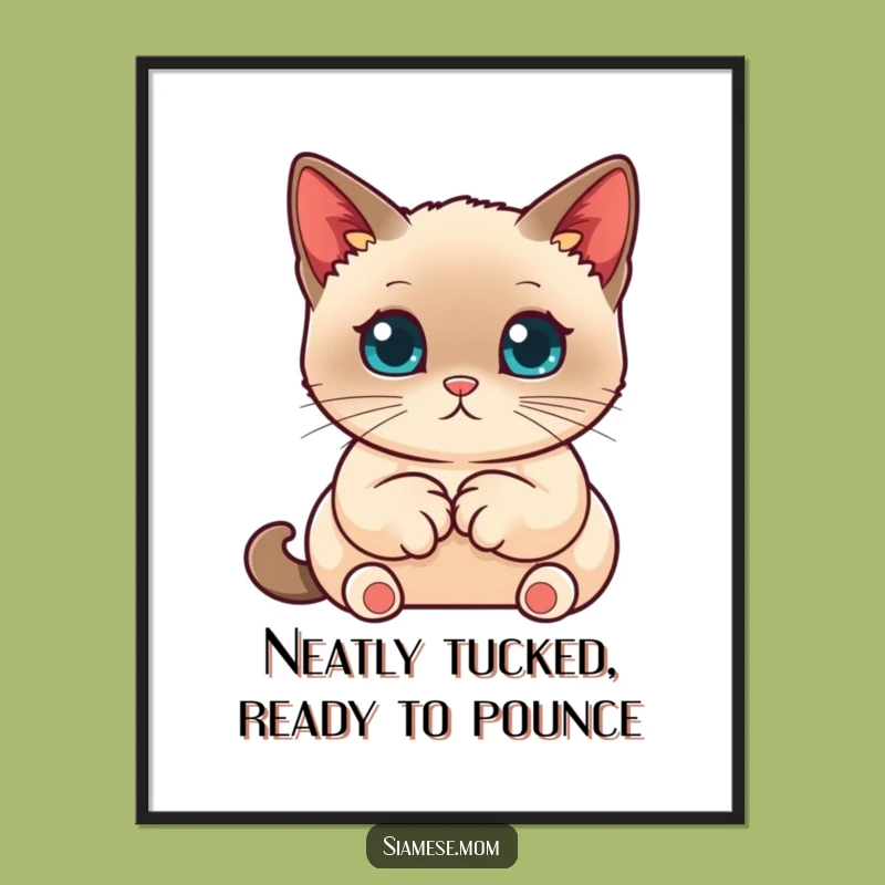 Free Printable Wall Art: Neat Kawaii Siamese Cat Decor
