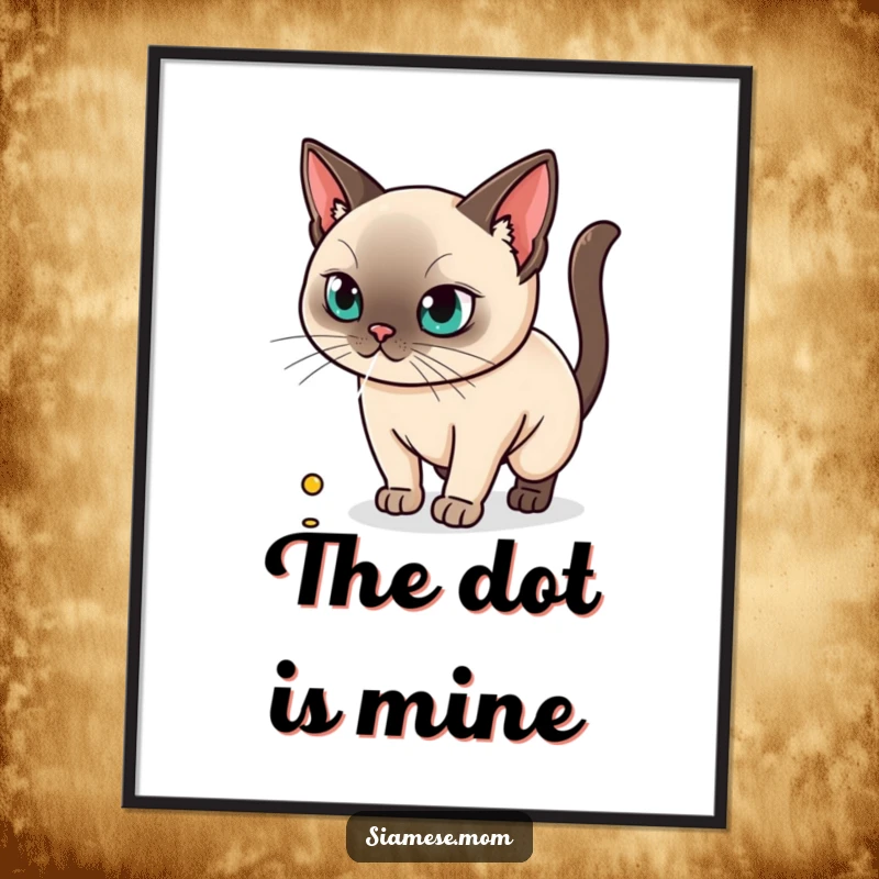 Funny Free Printable Kawaii Siamese Cat Wall Art, laser-focused on its prey, a downloadable piece of action.