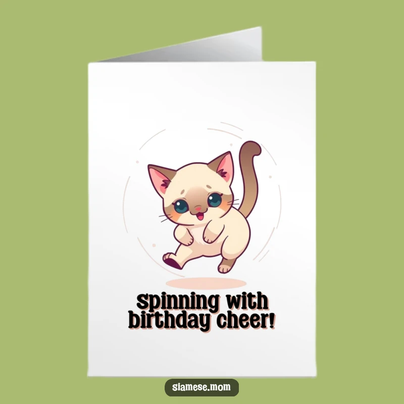 Free Printable Birthday Card: Dizzy Kawaii Cat, Funny Downloadable Gift for Energetic Fun