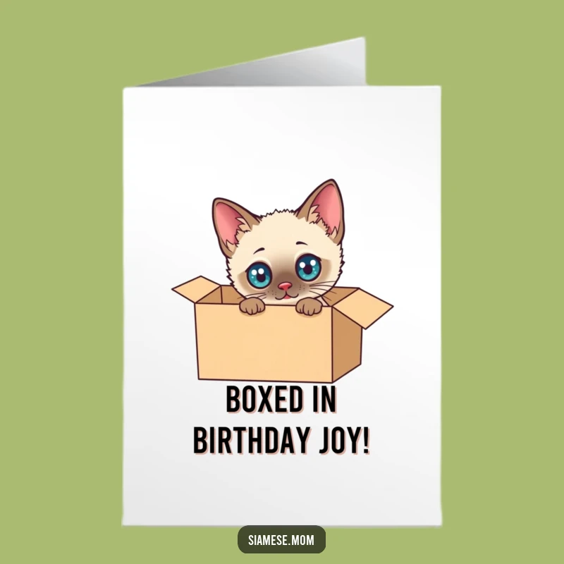Free Printable Birthday Card: Funny Kawaii Siamese Cat Box Explore Gift