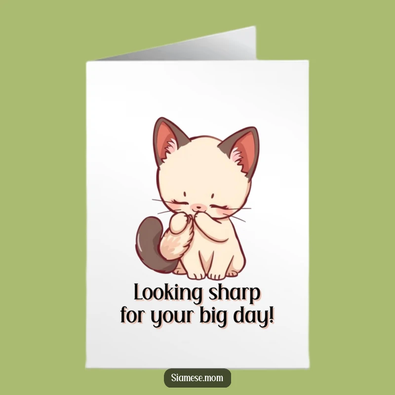 Free Printable Birthday Card: Grooming Kitten - Fluffy Tail Fun Downloadable Gift!