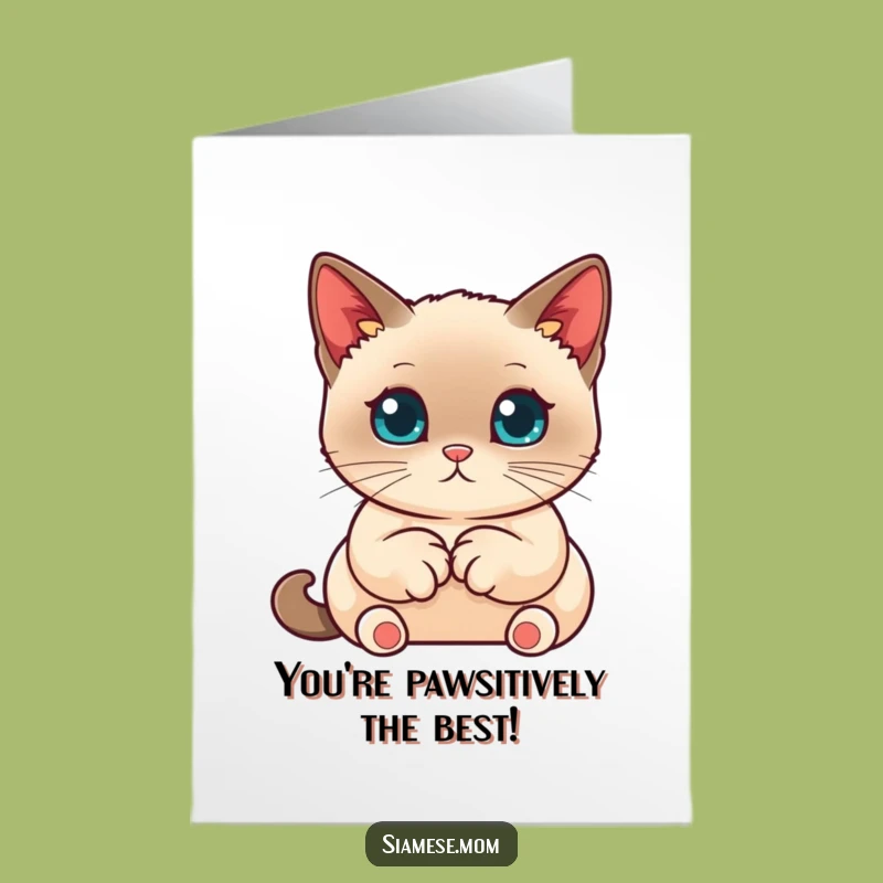 Free Printable Birthday Card: Neat Kawaii Siamese Cat