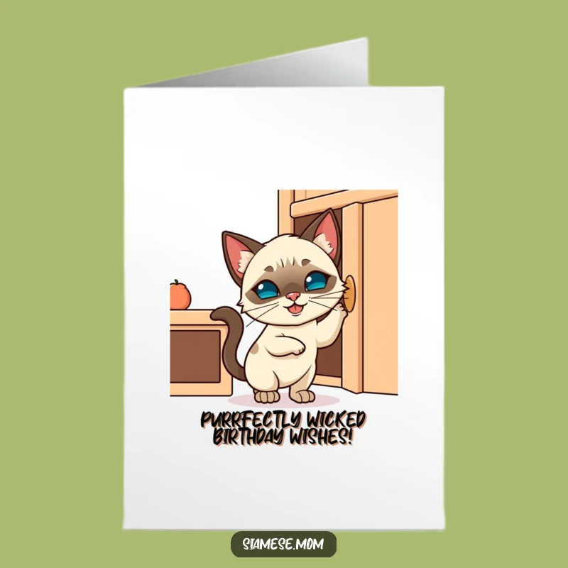 Free Printable Funny Birthday Card: Mischievous Kitty Cabinet Caper - Downloadable Gift