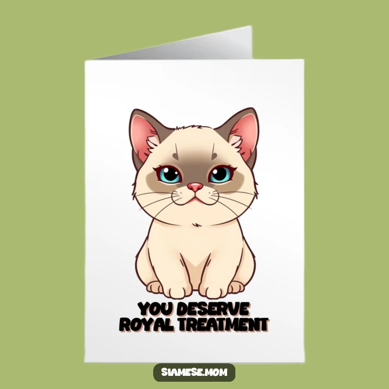 Free Printable Kawaii Siamese Cat Birthday Card: Smug Pampered Cat Downloadable Gift