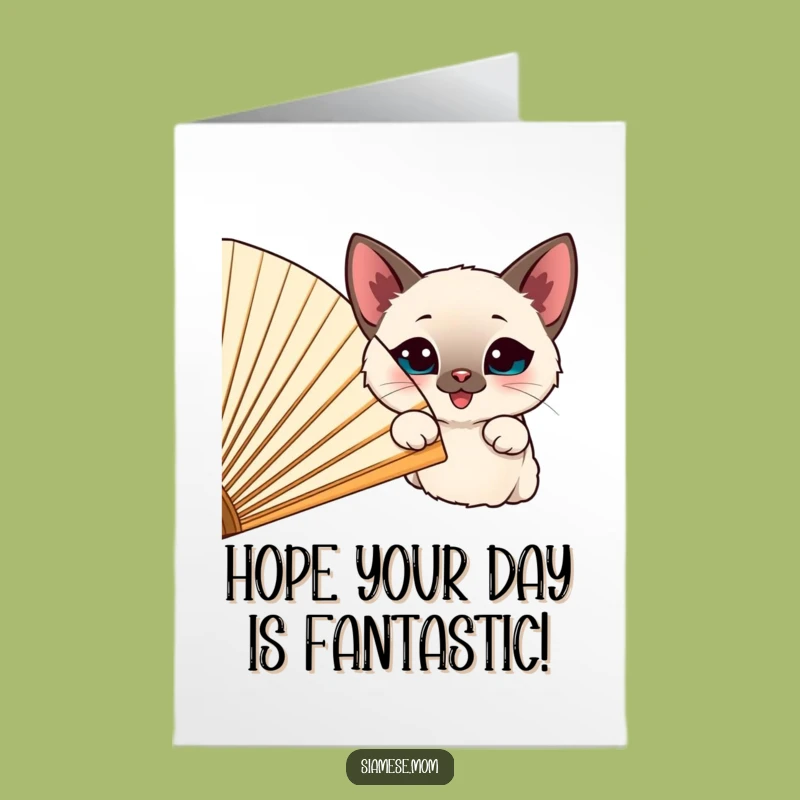 Free Printable Siamese Cat Fan Birthday Card - Funny Peekaboo Downloadable Gift