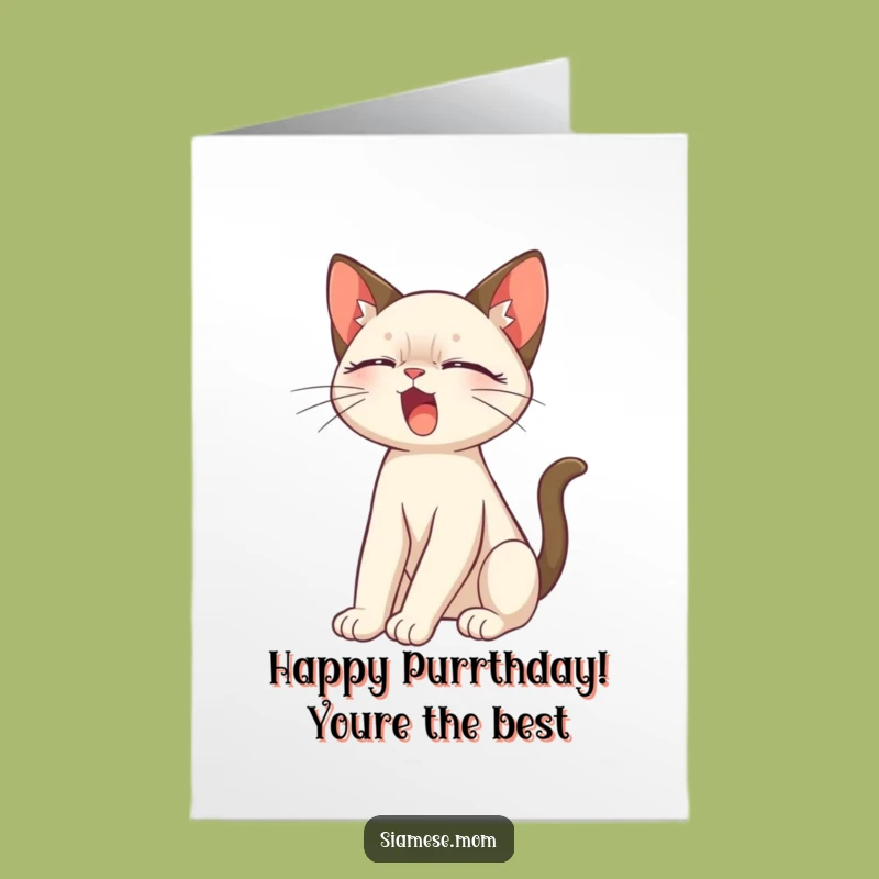 Free Printable Siamese Cat Yawn Birthday Card - Cute Funny Downloadable Gift