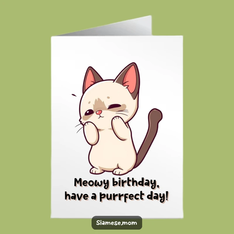 Kawaii Siamese Cat Birthday Card: Free Printable Cute Gift