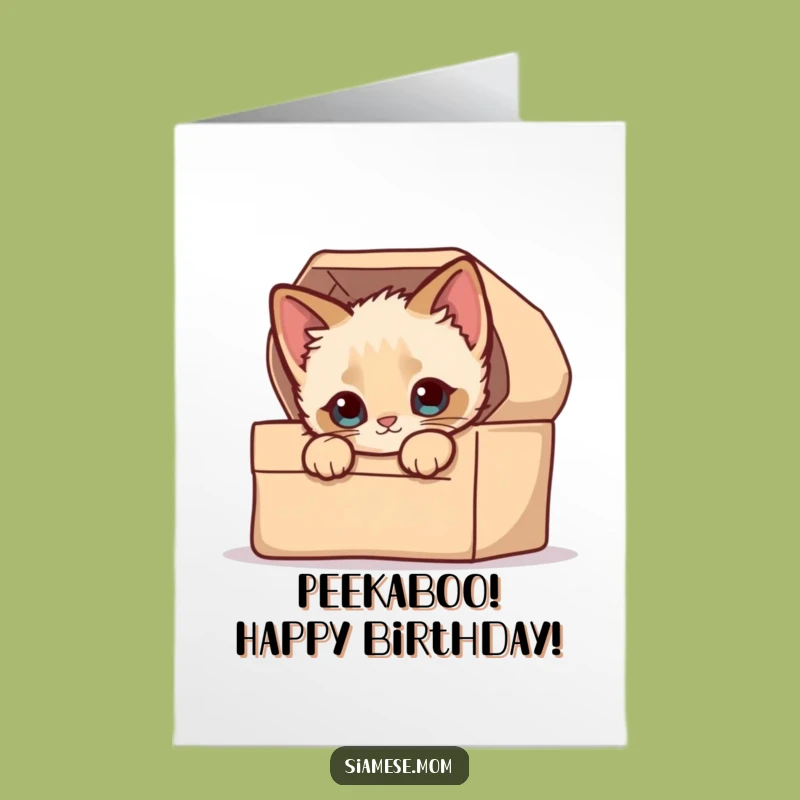 Free Printable Happy Birthday Card: Kitten Peeking Box Downloadable Gift