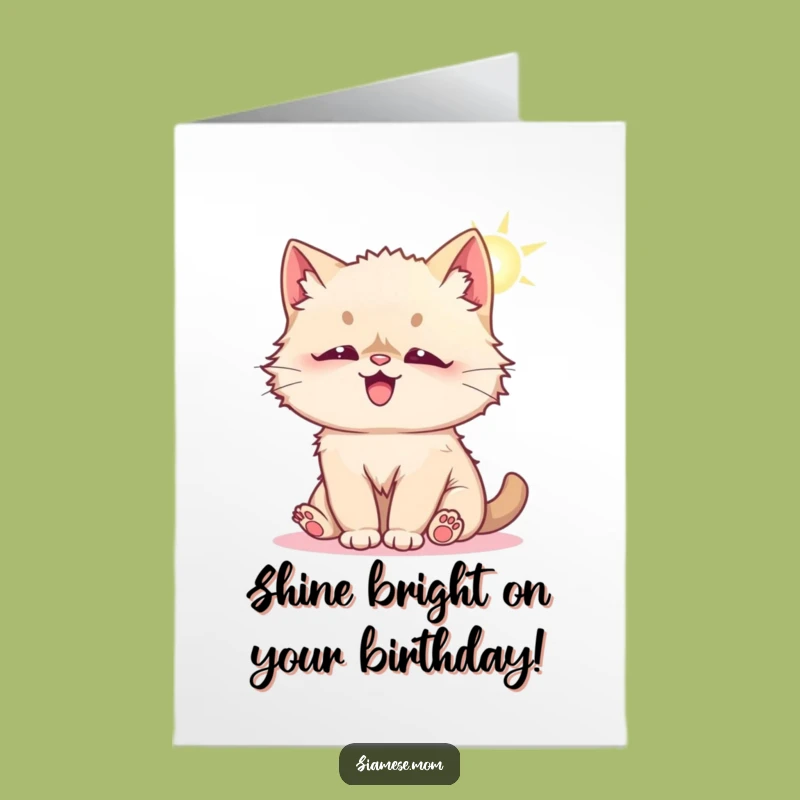 Free Printable Funny Birthday Card: Playful Kitty Sunbeam Fun - Downloadable Gift