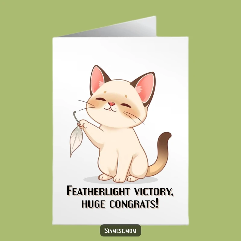 Free Printable Siamese Cat Feather Congrats Card: Playful Downloadable