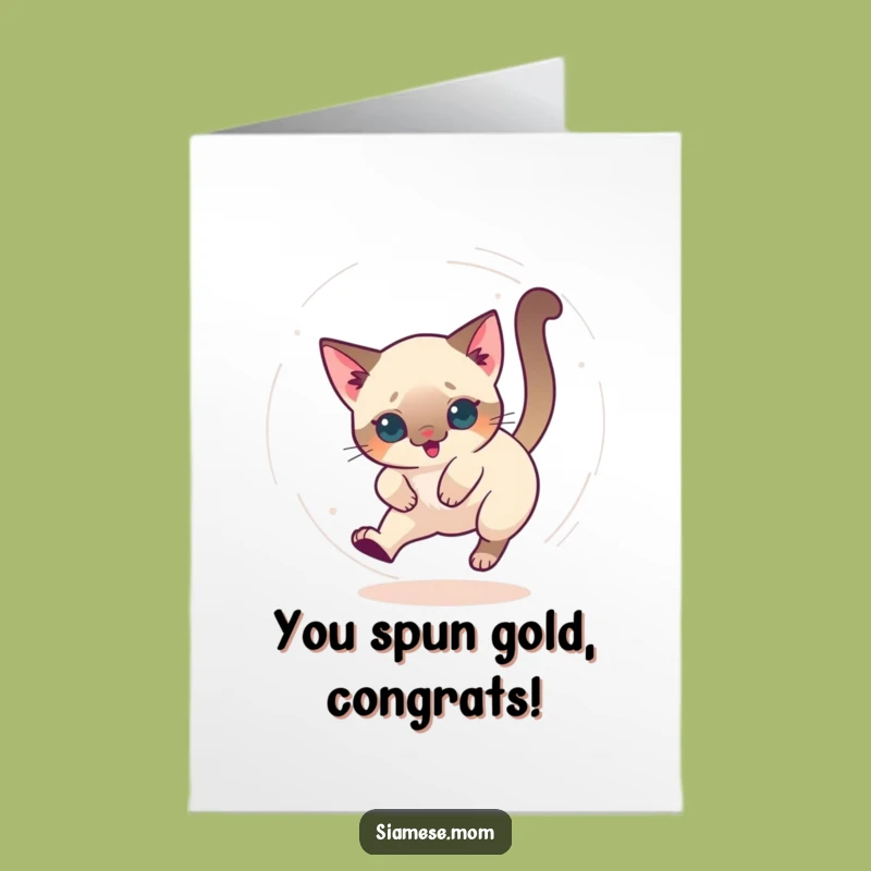 Free Printable Congrats Card: Goofy Kawaii Cat, Funny Downloadable Gift for Spirited Success