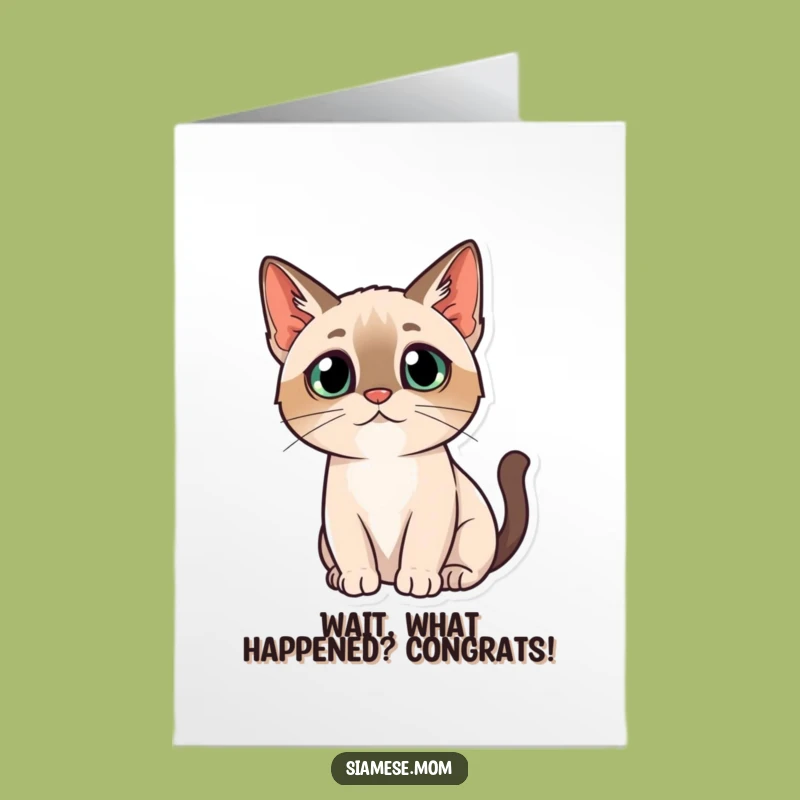 Kawaii Siamese Congrats Card Free Printable - Curious Cat Downloadable