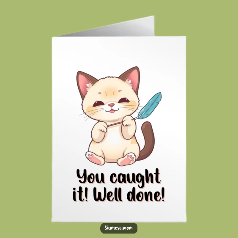Free Printable Congrats Card: Playful Kawaii Siamese Cat, Fun DIY Gift