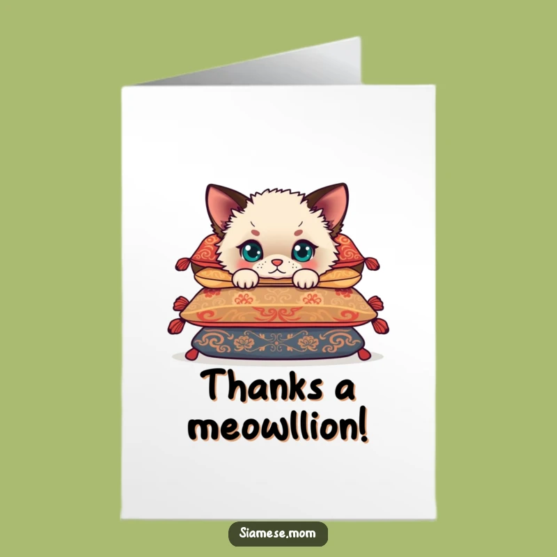 Adorable Siamese Cub Thank You Card - Free Printable Downloadable for Gratitude